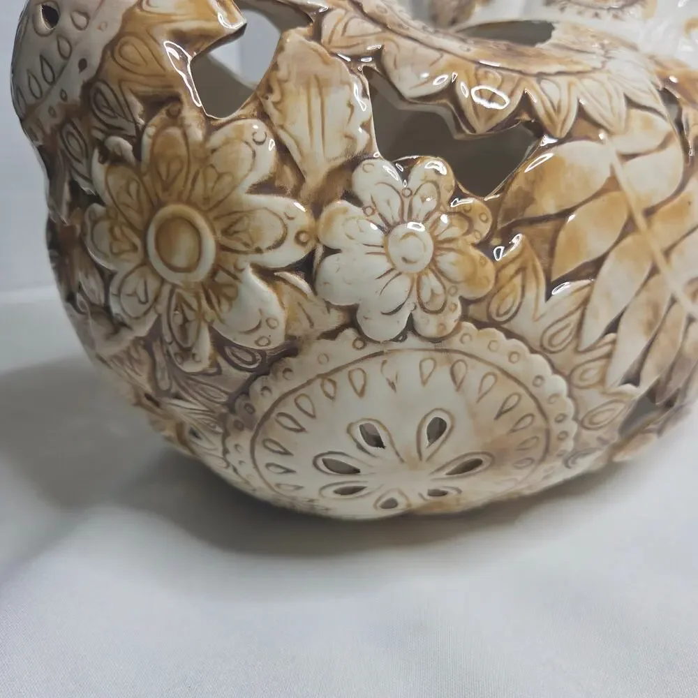 Blue Sky Clayworks Bountiful Thanksgiving Tealight Holder Tabletop Decor